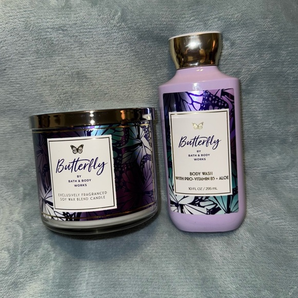 Bath & Body Works Other - Bath & Body Works Butterfly Body Wash and Candle Set